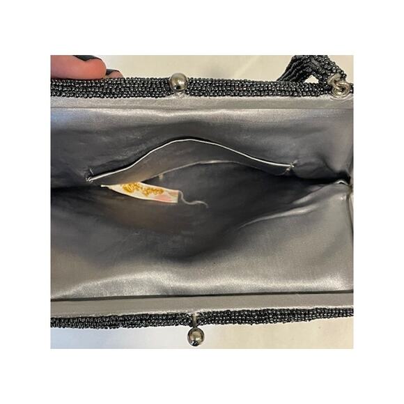 Vintage 60s Richere Bag by Walborg Black Hand Made Beaded Evening Purse - Picture 6 of 9